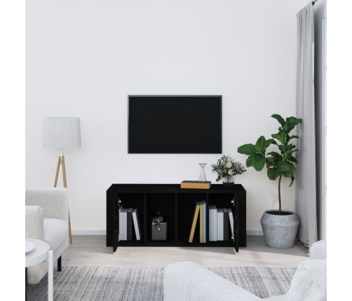 Mueble para TV madera contrachapada negra 100x35x40 cm