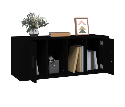 Mueble para TV madera contrachapada negra 100x35x40 cm