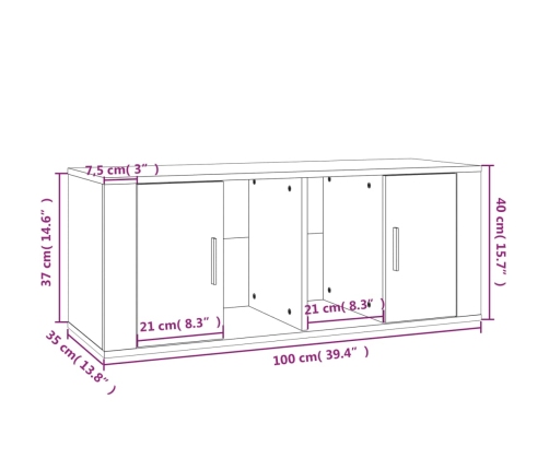 Mueble para TV madera contrachapada negra 100x35x40 cm