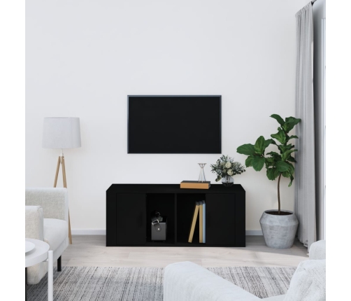 Mueble para TV madera contrachapada negra 100x35x40 cm