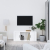 Mueble de TV madera contrachapada blanco brillo 100x35x40 cm