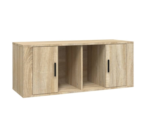 Mueble para TV madera contrachapada color roble 100x35x40 cm