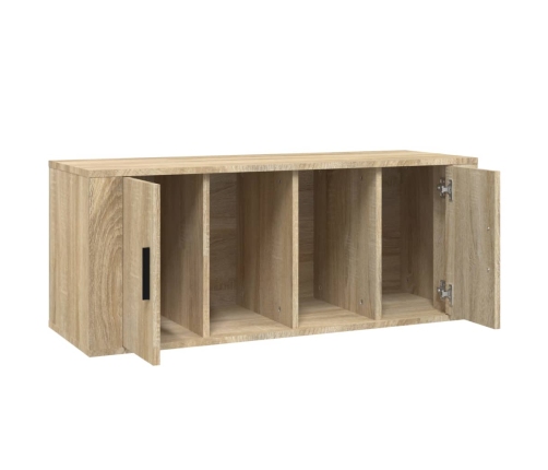 Mueble para TV madera contrachapada color roble 100x35x40 cm