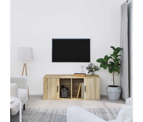 Mueble para TV madera contrachapada color roble 100x35x40 cm