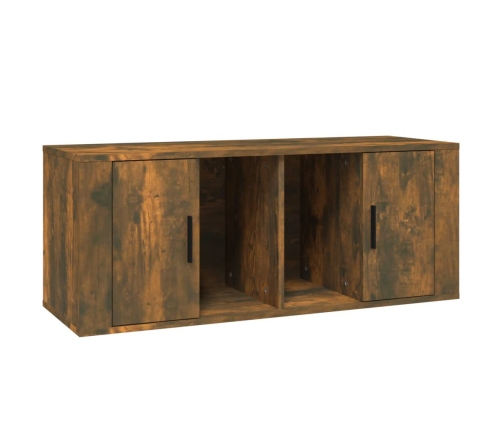 Mueble para TV madera contrachapada roble ahumado 100x35x40 cm