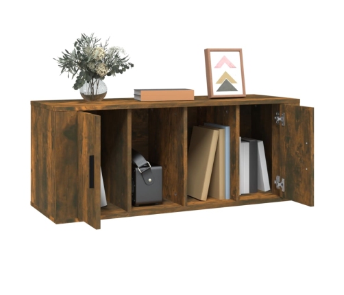 Mueble para TV madera contrachapada roble ahumado 100x35x40 cm