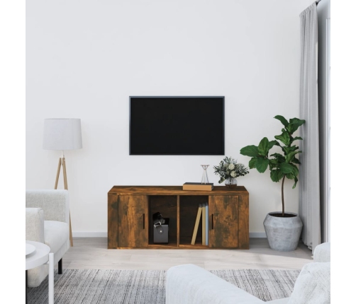 Mueble para TV madera contrachapada roble ahumado 100x35x40 cm