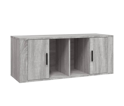 Mueble de TV madera contrachapada gris Sonoma 100x35x40 cm