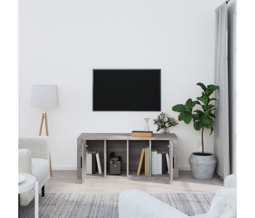 Mueble de TV madera contrachapada gris Sonoma 100x35x40 cm