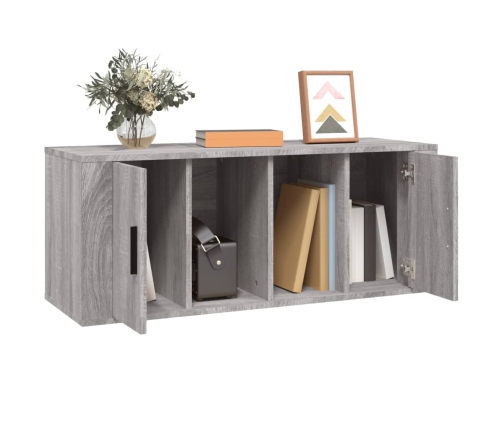 Mueble de TV madera contrachapada gris Sonoma 100x35x40 cm