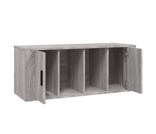 Mueble de TV madera contrachapada gris Sonoma 100x35x40 cm