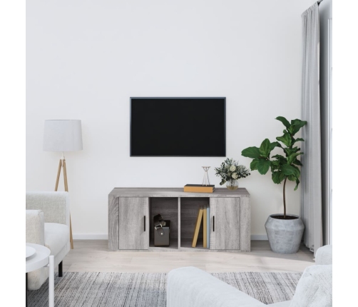 Mueble de TV madera contrachapada gris Sonoma 100x35x40 cm