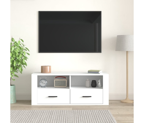 Mueble para TV madera contrachapada blanco 100x35x40 cm