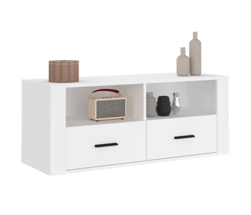 Mueble para TV madera contrachapada blanco 100x35x40 cm