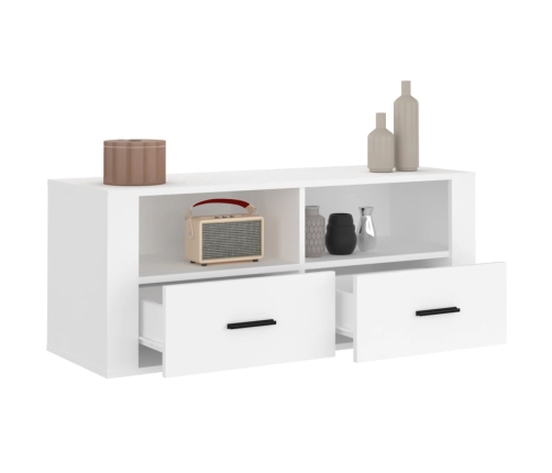 Mueble para TV madera contrachapada blanco 100x35x40 cm