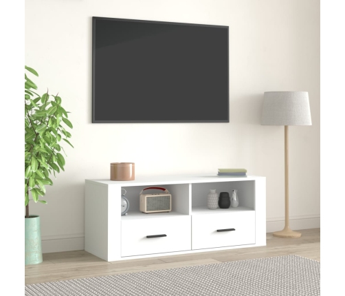 Mueble para TV madera contrachapada blanco 100x35x40 cm