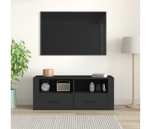 Mueble para TV madera contrachapada negra 100x35x40 cm