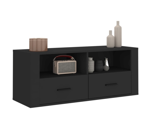 Mueble para TV madera contrachapada negra 100x35x40 cm