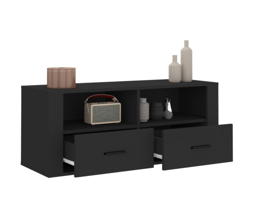 Mueble para TV madera contrachapada negra 100x35x40 cm