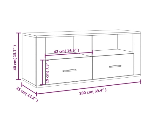 Mueble para TV madera contrachapada negra 100x35x40 cm