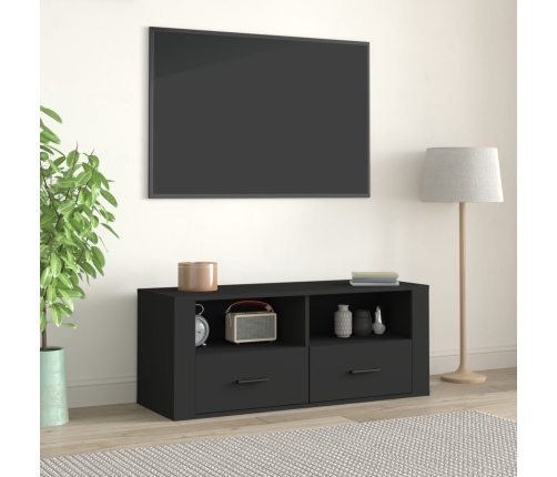 Mueble para TV madera contrachapada negra 100x35x40 cm