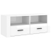 Mueble de TV madera contrachapada blanco brillo 100x35x40 cm