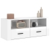 Mueble de TV madera contrachapada blanco brillo 100x35x40 cm