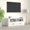 Mueble de TV madera contrachapada blanco brillo 100x35x40 cm