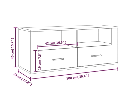 Mueble para TV contrachapada gris hormigón 100x35x40 cm