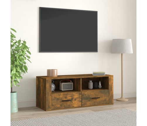 Mueble para TV madera contrachapada roble ahumado 100x35x40 cm