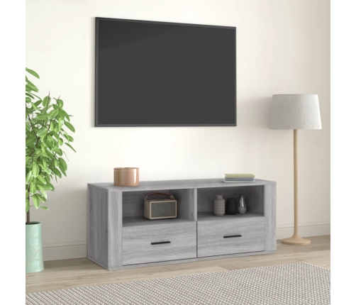 Mueble de TV madera contrachapada gris Sonoma 100x35x40 cm