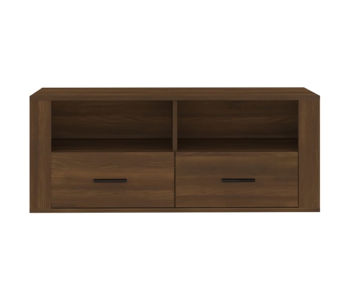 Mueble TV madera contrachapada color marrón roble 100x35x40 cm