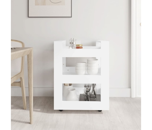 Carrito de cocina madera contrachapada blanco 60x45x80 cm