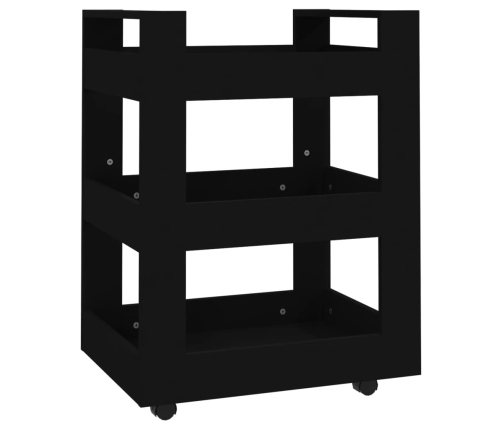 Carrito de cocina madera contrachapada negro 60x45x80 cm