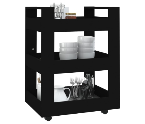 Carrito de cocina madera contrachapada negro 60x45x80 cm