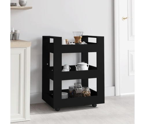 Carrito de cocina madera contrachapada negro 60x45x80 cm