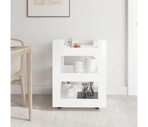 Carrito de cocina madera contrachapada blanco brillo 60x45x80cm