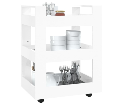 Carrito de cocina madera contrachapada blanco brillo 60x45x80cm