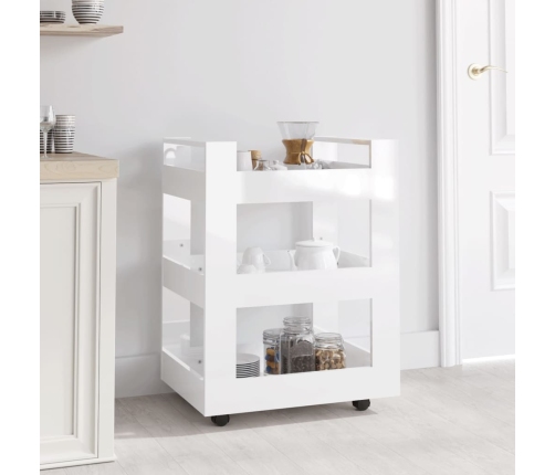 Carrito de cocina madera contrachapada blanco brillo 60x45x80cm