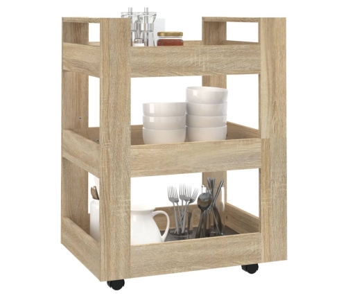 Carrito de cocina madera contrachapada color roble 60x45x80 cm