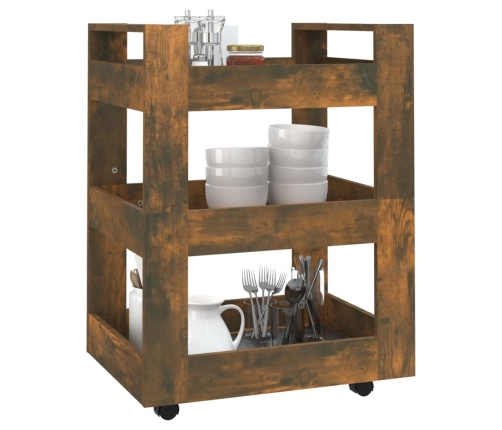 Carrito de cocina madera contrachapada roble ahumado 60x45x80cm