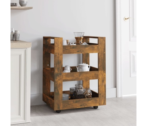 Carrito de cocina madera contrachapada roble ahumado 60x45x80cm