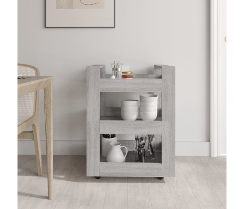 Carrito de cocina madera contrachapada gris Sonoma 60x45x80 cm