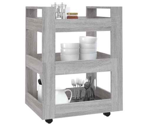 Carrito de cocina madera contrachapada gris Sonoma 60x45x80 cm