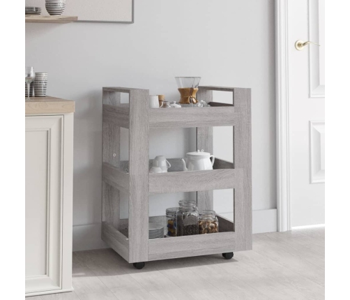 Carrito de cocina madera contrachapada gris Sonoma 60x45x80 cm