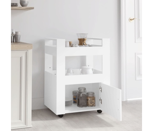 Carrito de cocina madera contrachapada blanco 60x45x80 cm