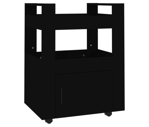 Carrito de cocina madera contrachapada negro 60x45x80 cm