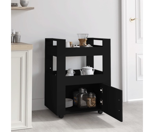 Carrito de cocina madera contrachapada negro 60x45x80 cm