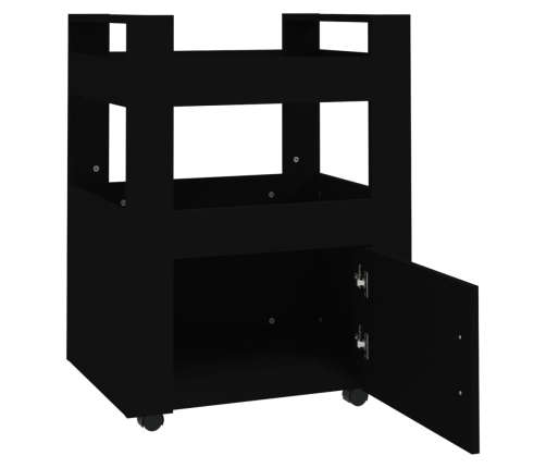 Carrito de cocina madera contrachapada negro 60x45x80 cm