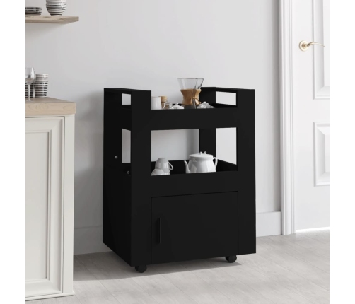 Carrito de cocina madera contrachapada negro 60x45x80 cm